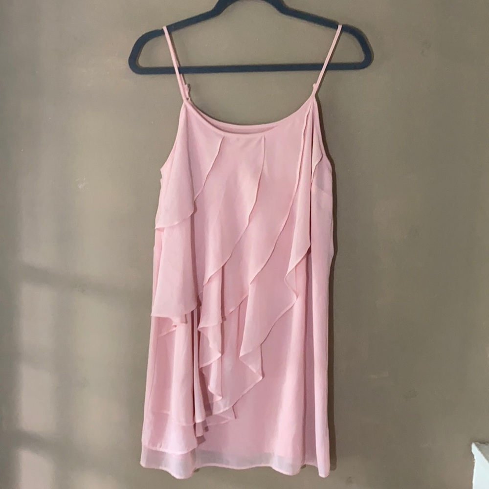 FOREVER 21 Strappy Pale Pink Mini Ruffle Dress with Adjustable Straps
